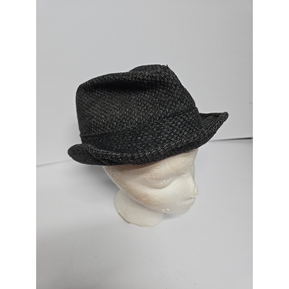 vtg Towncraft Wool Hat‎ Fedora Band Grey Tweed Sz Large